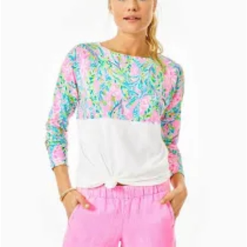 Lilly Pulitzer Finn Long Sleeve Top Cotton Multi Unicorn of the Sea